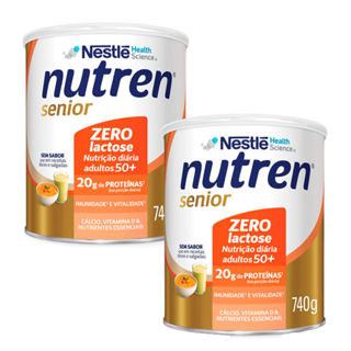 Kit 2 Nutren Senior Complemento Alimentar Sem Sabor Zero Lactose 740g em Oferta na Shopee