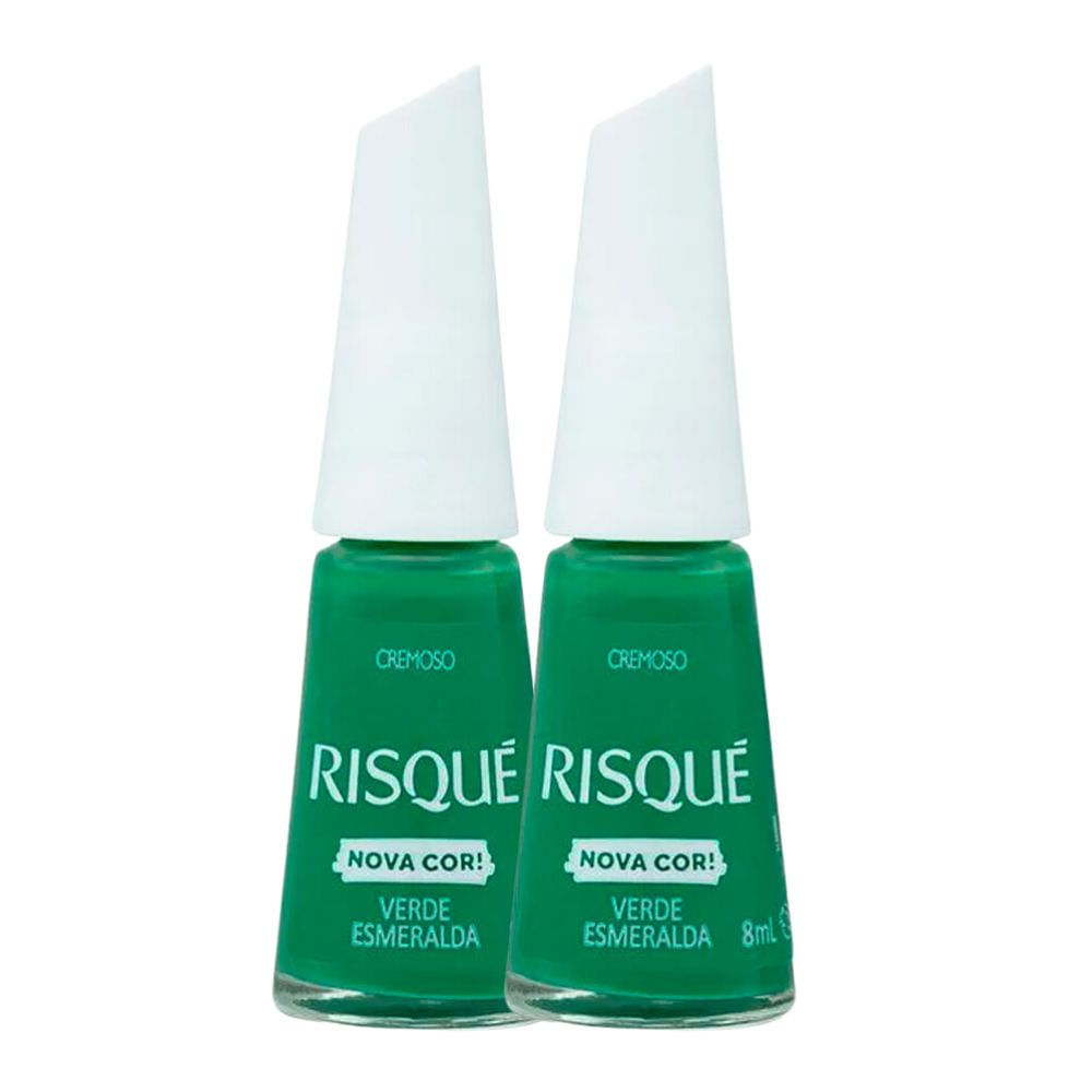 Kit 2 Esmalte Risqué Cremoso Nova Cor Verde Esmeralda 8ml em Oferta na Shopee