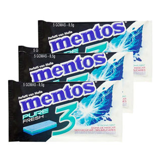 Kit 3 Chiclete Mentos Pure Fresh 3 Sabor Strong Mint Sem Açúcar 8,5g com 5 Unidades em Oferta na Shopee