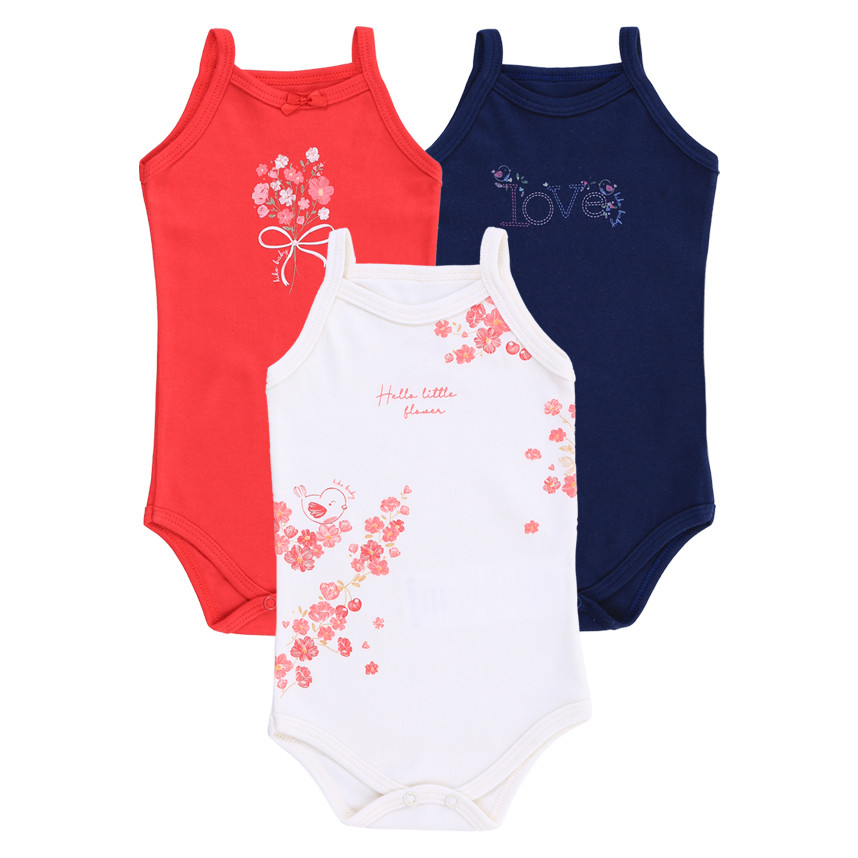 Kit Body Bebê Kiko Baby Alcinha Estampa Floral - 3 Peças