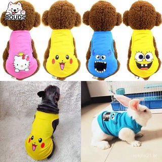 Roupa de cachorro estampada de desenho animado, fina para o verão, adequada para cães, gatos e animais de estimação. JIT
