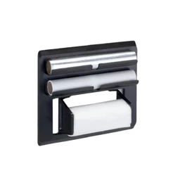 Suporte Ajustável Porta Rolo Triplo De Papel Toalha Alumínio Filme Cor Preto Adesivo 3M Arthi