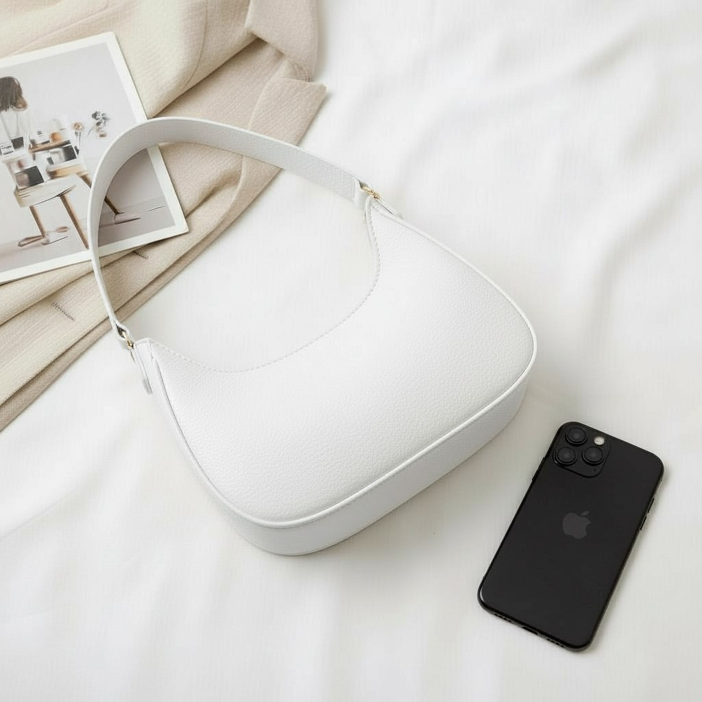 Bolsa Feminina Branca White Baguete Espaçosa De Ombro Estilosa Várias opções