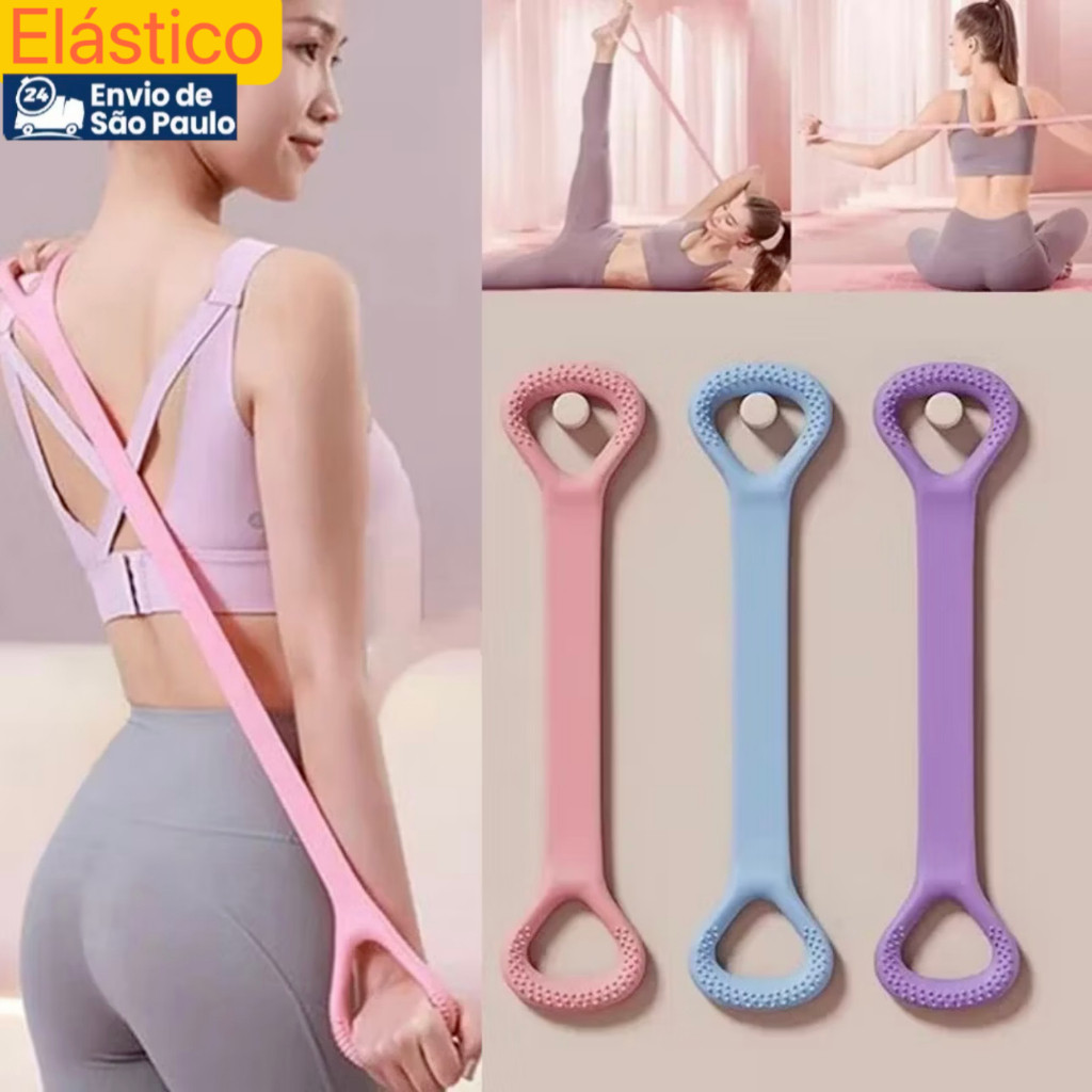 Silicone elástico de resistência para treino de força, yoga e fitness em casa.—Enviar rápido em Oferta na Shopee