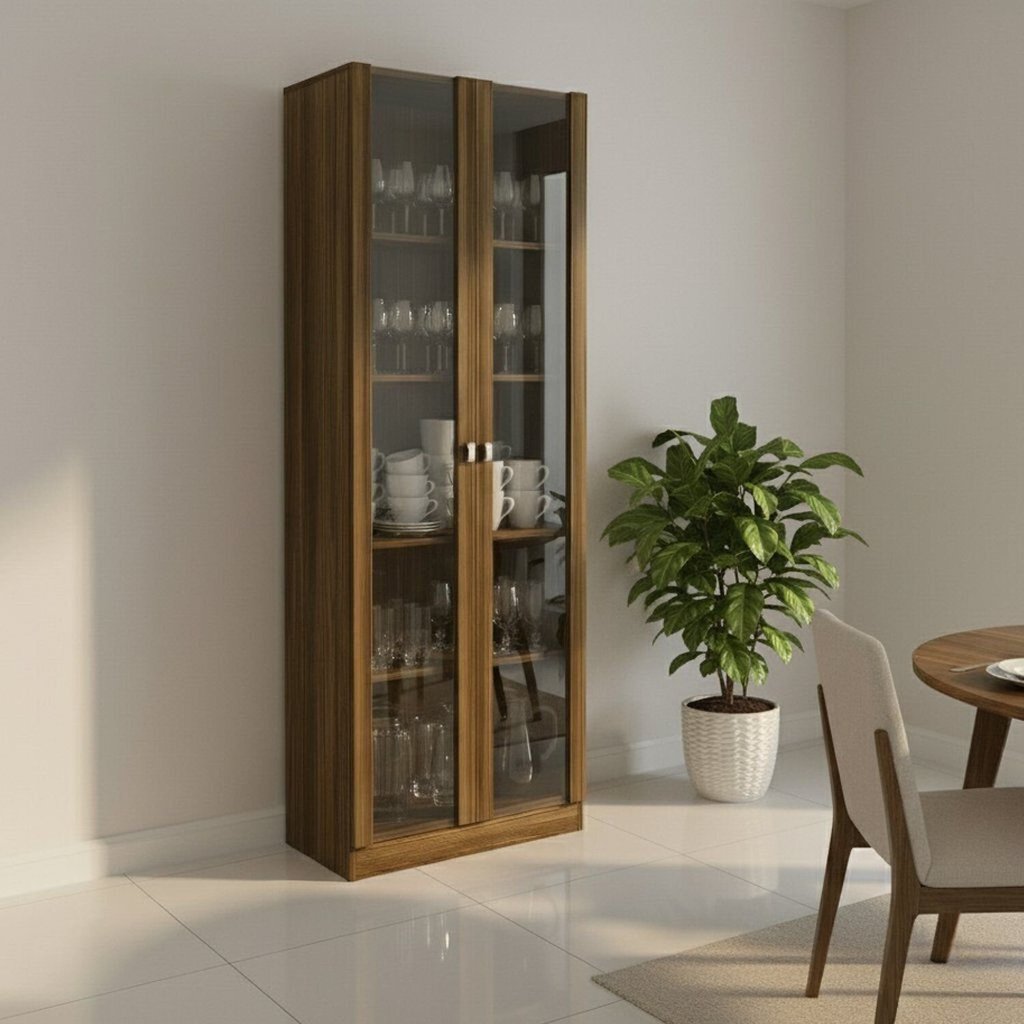 Cristaleira 2 Portas de Vidro e 4 Prateleiras Catarina em Oferta na Shopee