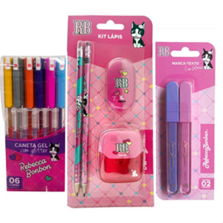 Conjunto De Material Escolar Rebecca Bonbon 6 Canetas+2 Lapis+Borracha+Apontador+2 Marca Texto em Oferta na Shopee
