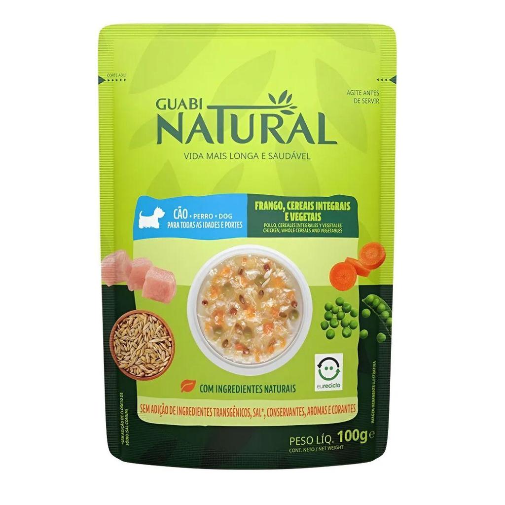 Sachê Guabi Natural Frango e Vegetais Cães Adultos 100g em Oferta na Shopee