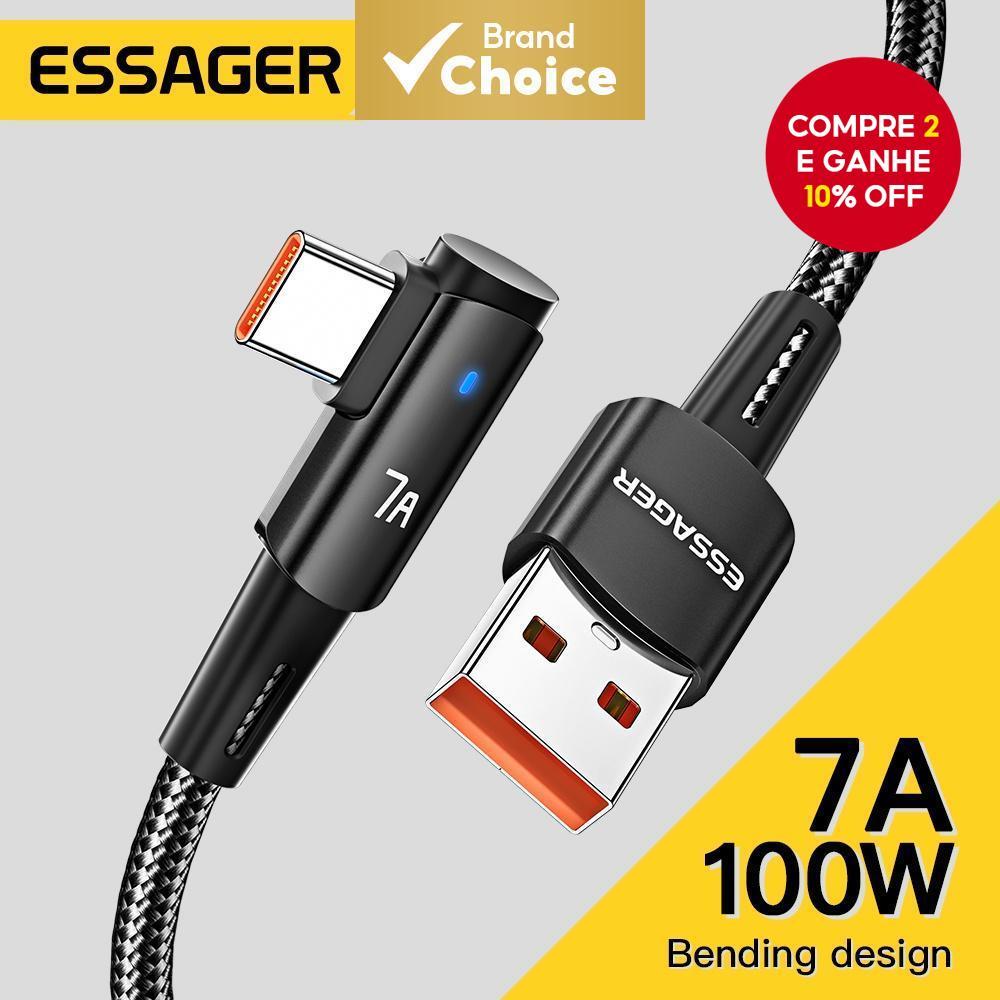 Essa Essager 7A 100W USB Para Tipo c Carregador Rápido De Cotovelo Único 7A Alta Corrente Realme VIVOtype