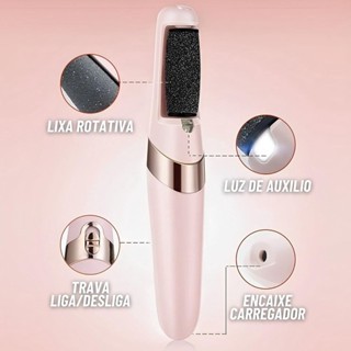 KIT Lixador de Pé Elétrico Portátil – Esfoliador Remove Calos USB/Pilha Pedicure