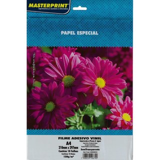 Papel Adesivo Vinil a prova d'agua Semi Transparente Masterprint A4 150G - 10