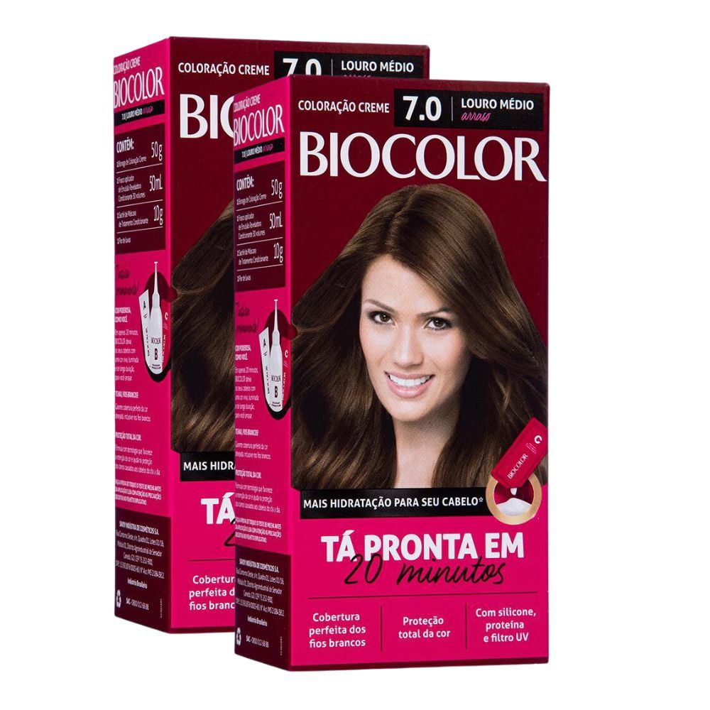 Kit 2 Tinta de Cabelo Biocolor Mini Kit Louro Arraso 7.0 em Oferta na Shopee