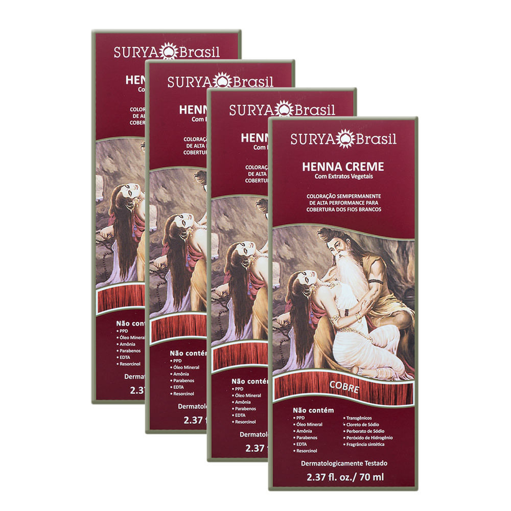Kit 4 Henna Creme Surya Brasil Cobre kit