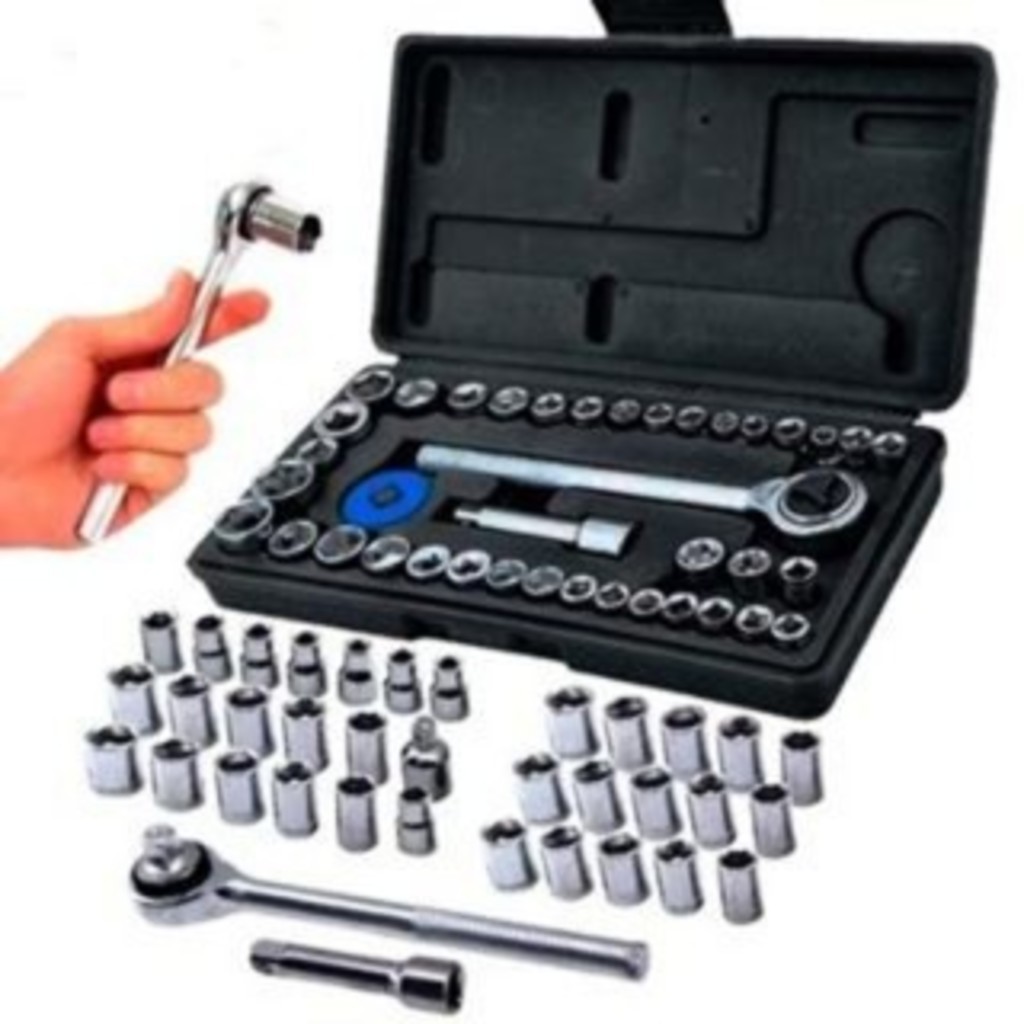 Kit Jogo De Chave De Catraca Reversível Com Soquetes - 40 Peças + Maleta Equipa Tools, Kit Chave De Fenda