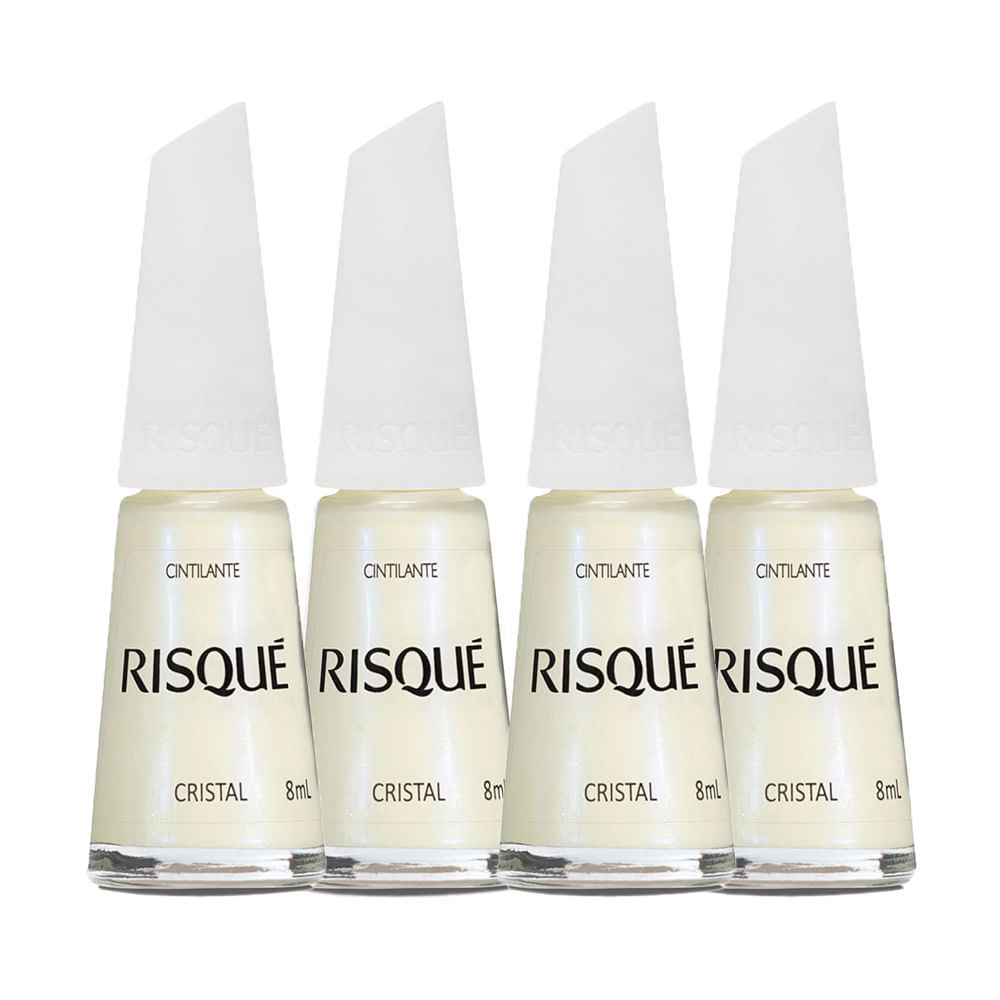 Kit 4 Esmalte Risqué Branco Cintilante Cristal 8ml em Oferta na Shopee