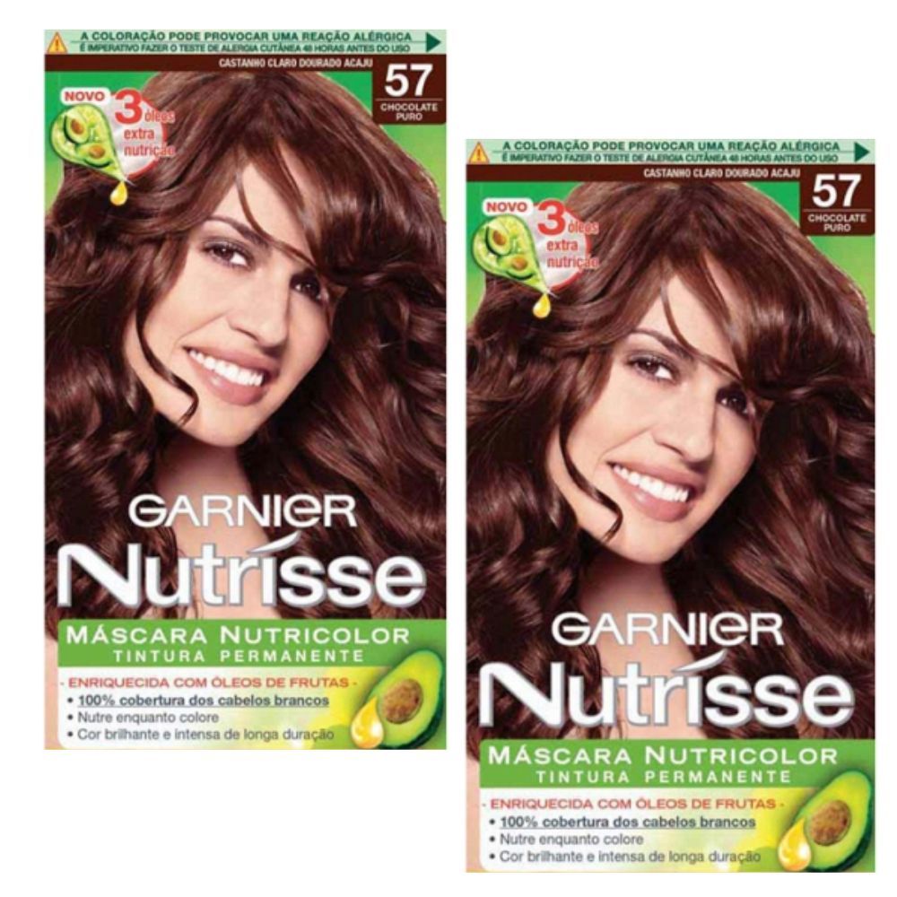 Kit 2 Tintura Creme Nutrisse Garnier Chocolate Puro 57 kit em Oferta na Shopee