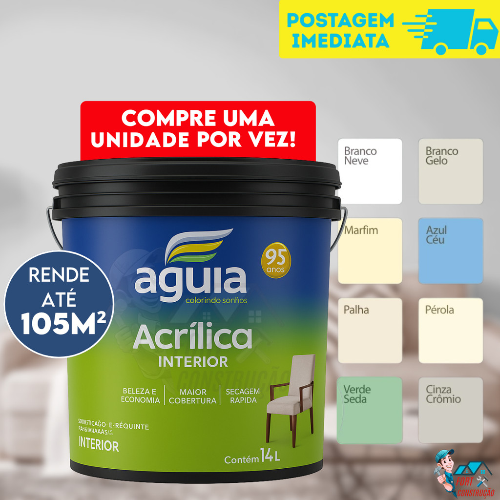 Tinta Águia Acrílica Premium Branco 14L Acabamento Fosco Segagem Rapida Parede Profissional em Oferta na Shopee