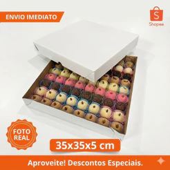 10 Caixas 35x35x5 Branco para 100 Doces ou Salgados Montável de Papelão