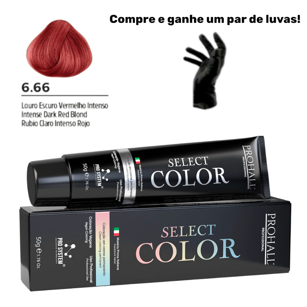 Coloração Permanente Select Color Nº6.66 Vermelho Intenso Prohall 50g