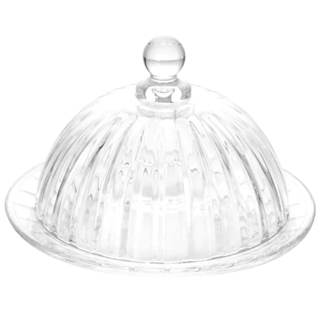 Queijeira Com Tampa De Cristal Milano Transparente Vidro Mesa Posta em Oferta na Shopee