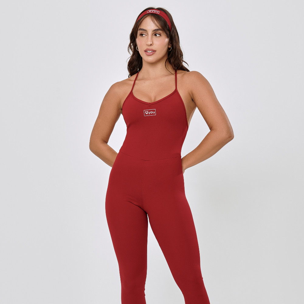 Roupa Fitness Macacão Fitness Tecido Confortável Alça Cruzada Costa Cavada