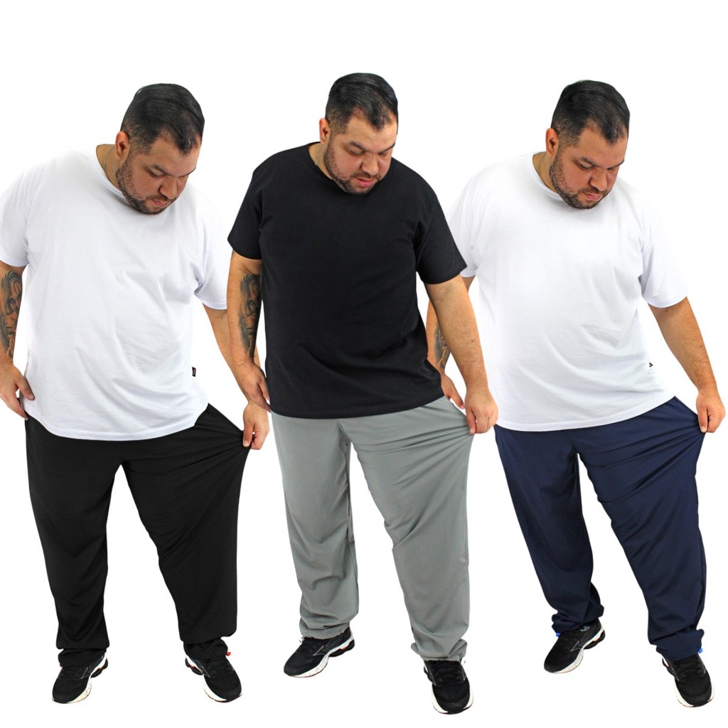 Kit 3 Calça Plus Size Tecido Tactel Com Elastano Academia Esportiva Tamanhos G1 G2 G3 G4