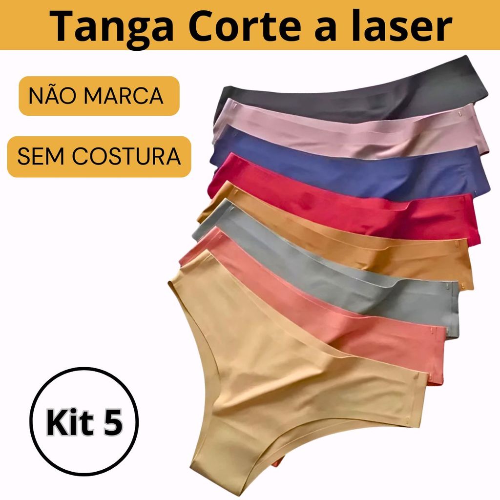 Kit Calcinha Corte a Laser Sem Costura Tanga Não Marca na Roupa - Tanga Roma