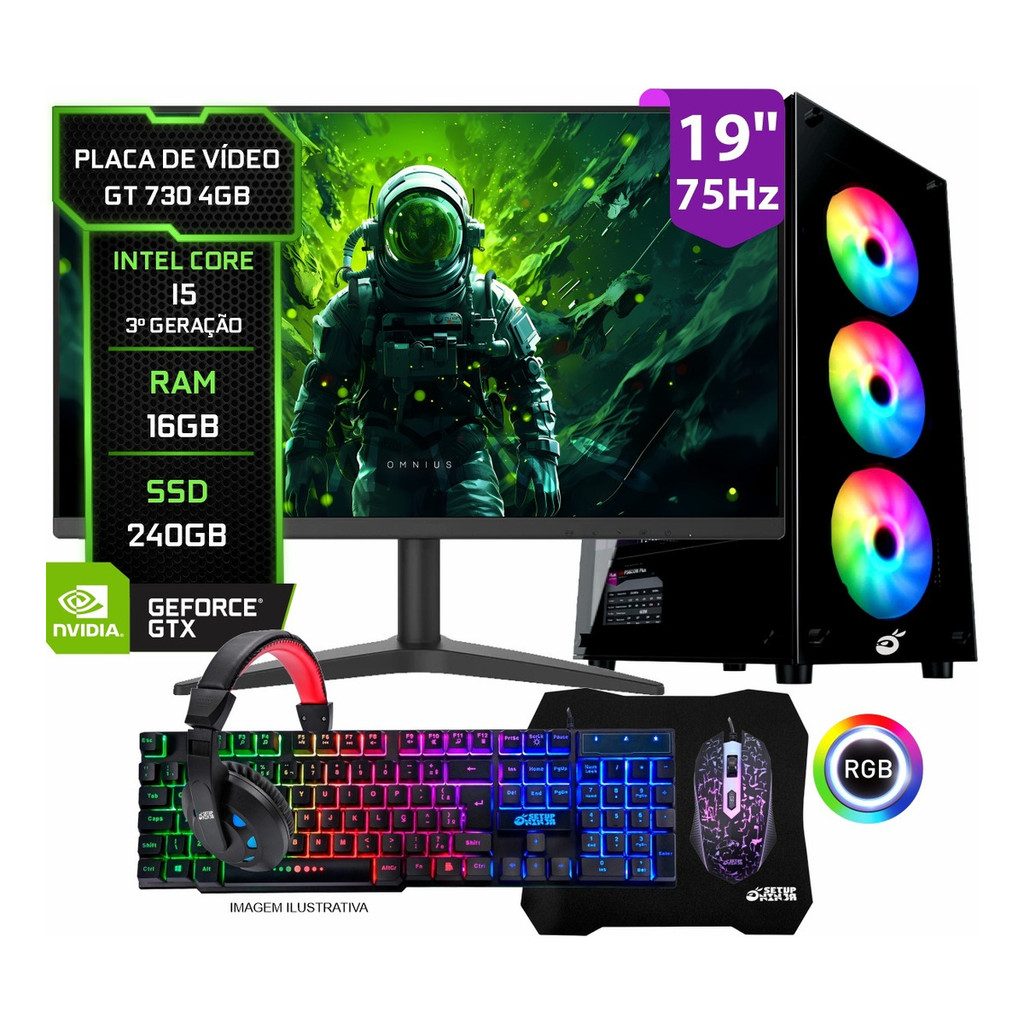 Pc Gamer Completo, I5 8gb, Ssd, Placa De Vídeo 2gb - 8Gb - Geforce Gt 2gb