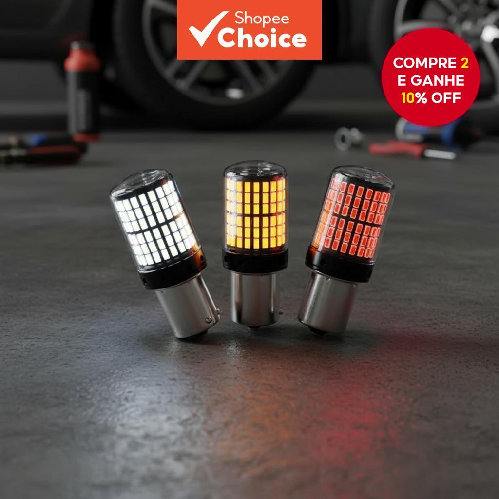 144LED Ba15s/1156/1157 lâmpadas LED para seta, DRL, neblina, lanterna traseira, freio e ré, 12V, 33SMD, vermelho e em Oferta na Shopee