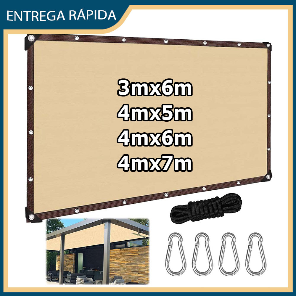 Bege Tela de sombreamento para exteriores com ilhós metálicos Tela de sombreamento para jardim (3-4)m x (5-7)m