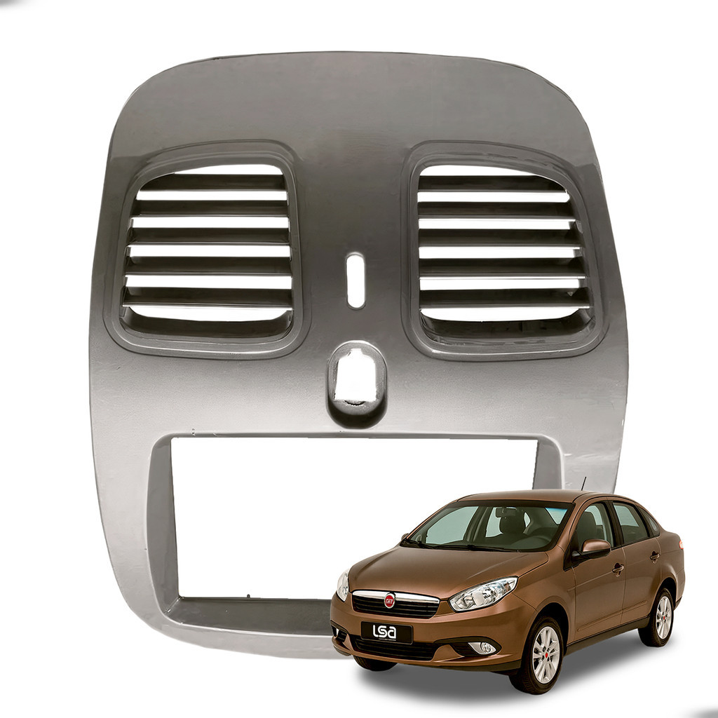 Moldura 7 Polegadas MP5 Fiamon Fiat Grand Siena Palio Sporting 2012-2017 Cor Champagne Alta Resistência Encaixe Perfeito