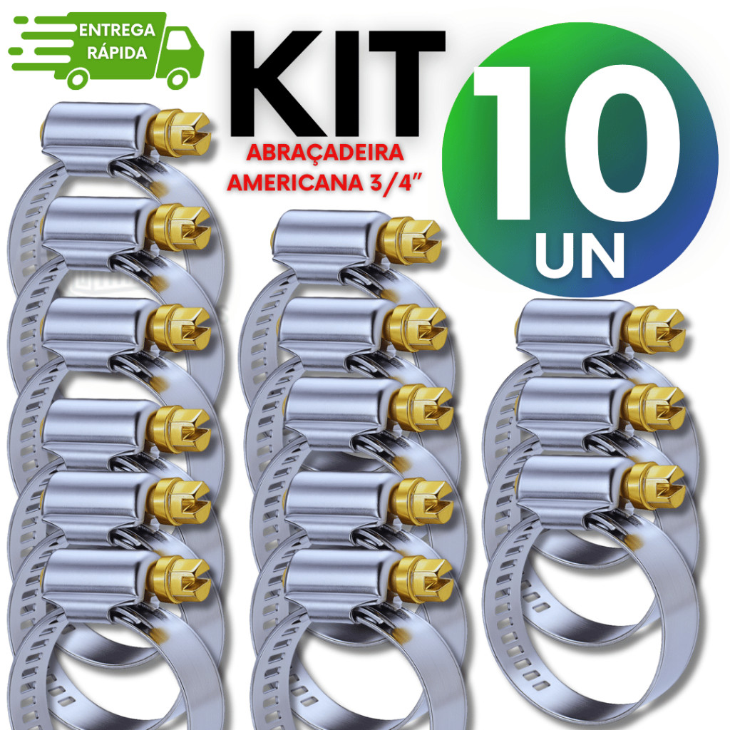 Kit 10 Abraçadeira Metal 3/4 Regulável P/ Mangueira Torneira Gás em Oferta na Shopee