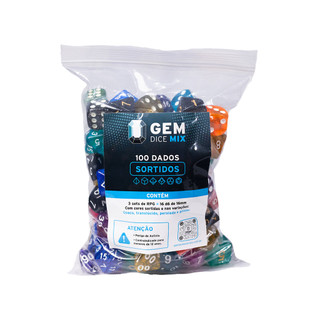 Kit 100 Dados RPG Sortidos GEM 12 Sets D20 D6 D&D Ordem Paranormal Mesa de RPG