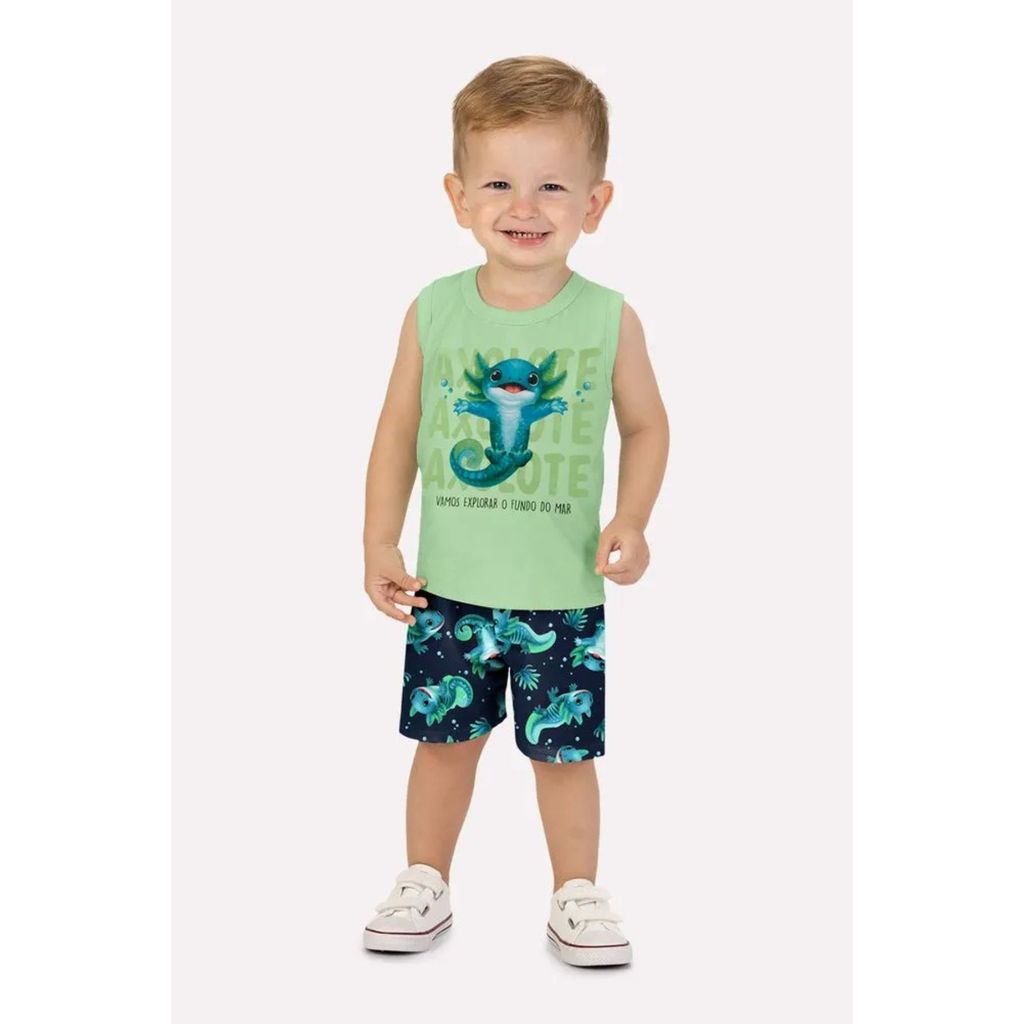 Conjunto Meia Malha Estampa  Axolote Kyly