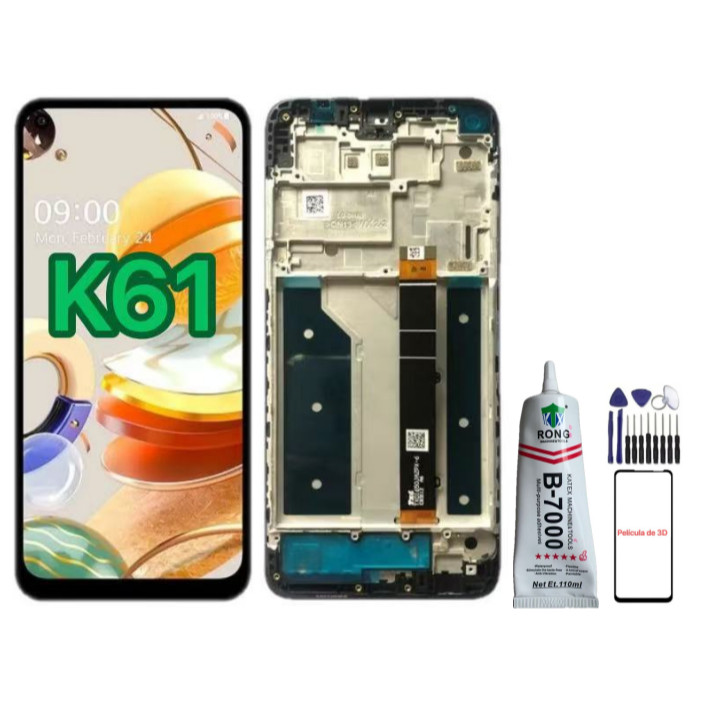 Frontal Touch Display Tela Lg K61 LMQ630EAW Sem Aro / Com Aro - A Pronta Entrega