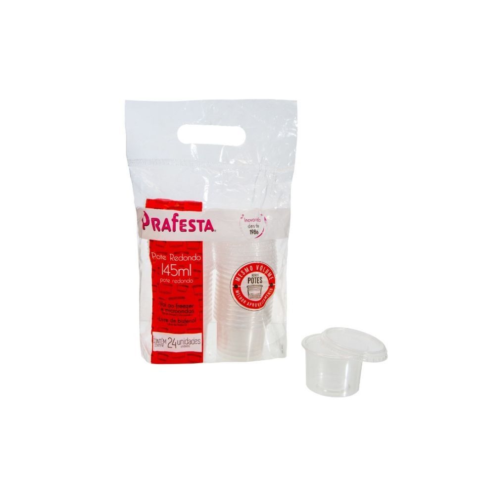 24un Pote Redondo 145ml Com Tampa Prafesta em Oferta na Shopee