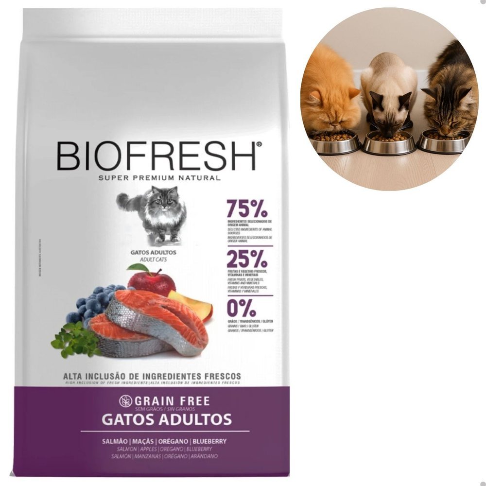 Ração Biofresh Grain Free Gatos Adultos salmão 7,5kg