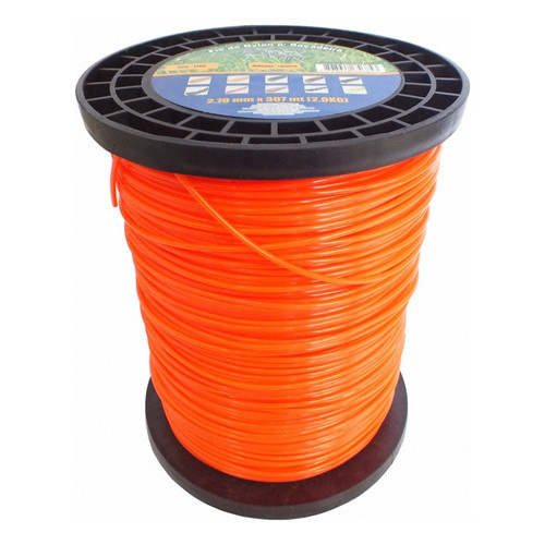 Rolo Fio Nylon 317m Redondo 2,7mm Laranja Premium Roçadeira Laranja