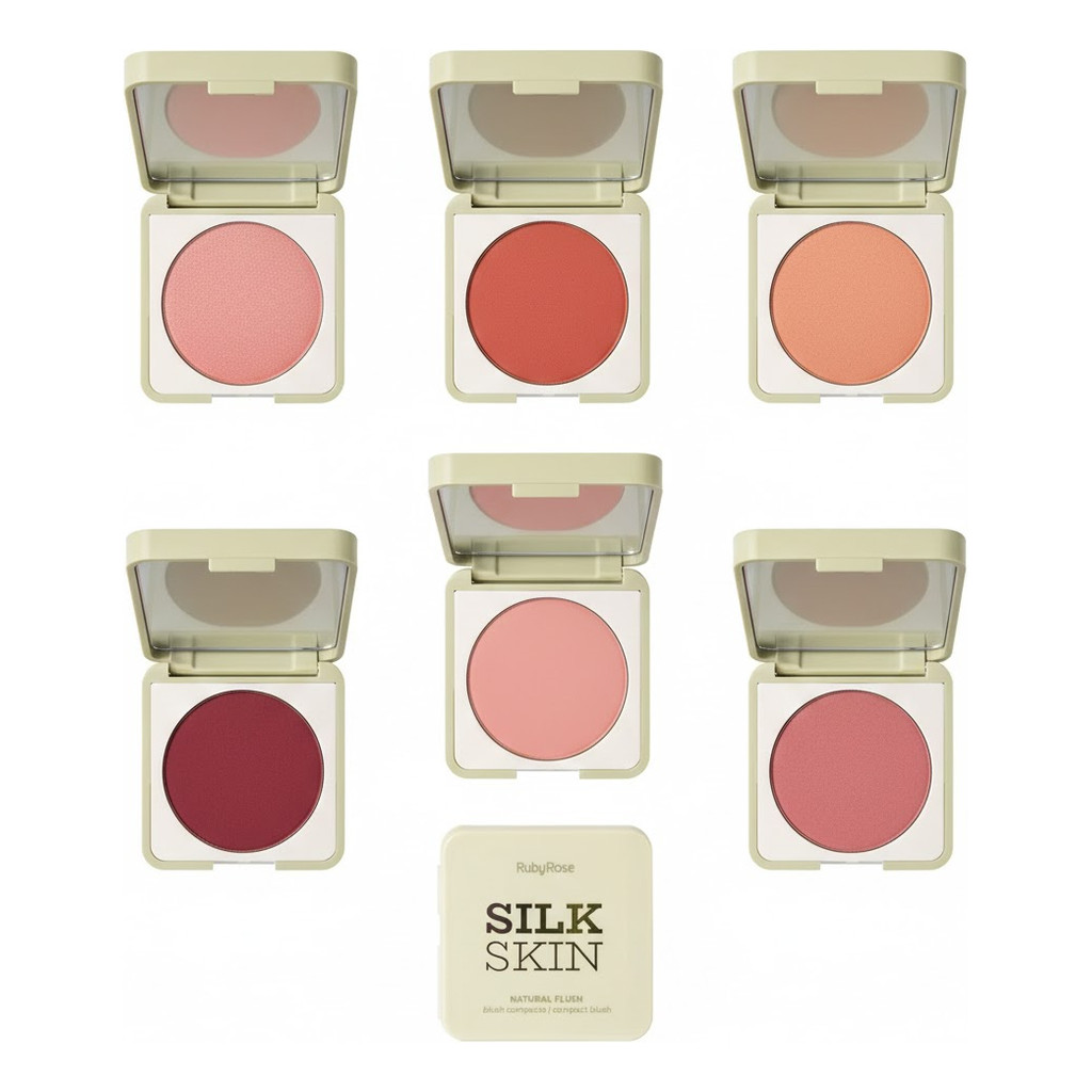 LANÇAMENTO Blush Compacto Natural Flush Silk Skin by Ruby Rose HBT1001 -  Aveludado e Suave Ao Toque em Oferta na Shopee