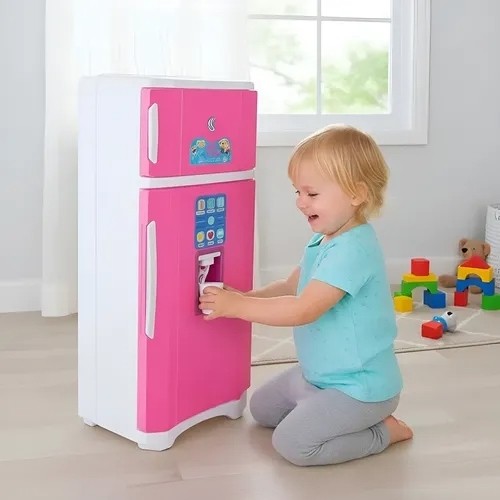 Geladeira Infantil Comidinha Casinha Boneca Barbie Criança Menina Brinquedo Rosa Presente