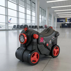 Mala Infantil 2 Em 1 Preto Com Carrinho De Passeio Rodinhas E Espaço Interno Ideal Para Viagens