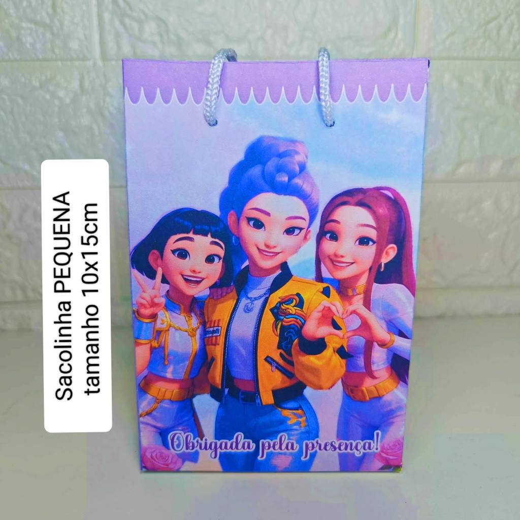 PEGUE E MONTE  Sacolinha  Personalizada Guerreiras do Kpop Lembrancinha Festa Infantil  Sacola Surpresa Bolsinha