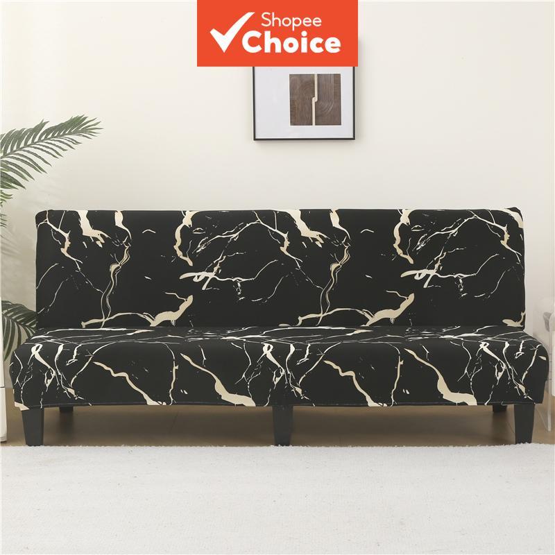Capa de Sofá-Cama sem Braços Elástica Cor Lisa S/M/L para Sofá-Cama Sem Apoio de Braço