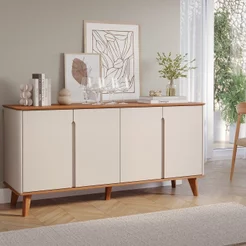 Buffet para Sala de Jantar 4 Portas Serena Bege/Cinamomo/Offwhite