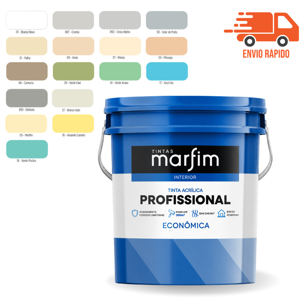 Tinta Acrilica Profissional Branco Neve 3,6L Obra Construção Marfim