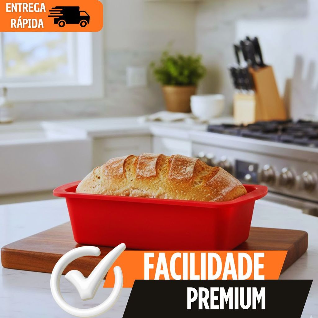 Combo 2 Formas Pães Bolos Inglês Assadeiras Retangular Silicone Antiaderente Utensílios Cozinha Culinária Confeiteira — imagem 2 de 2