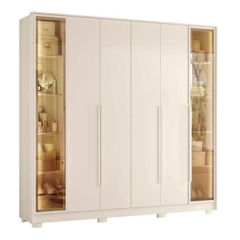 Guarda Roupa Napoli com Portas Laterais em Vidro Reflecta Bronze Off White - Móveis Albatroz