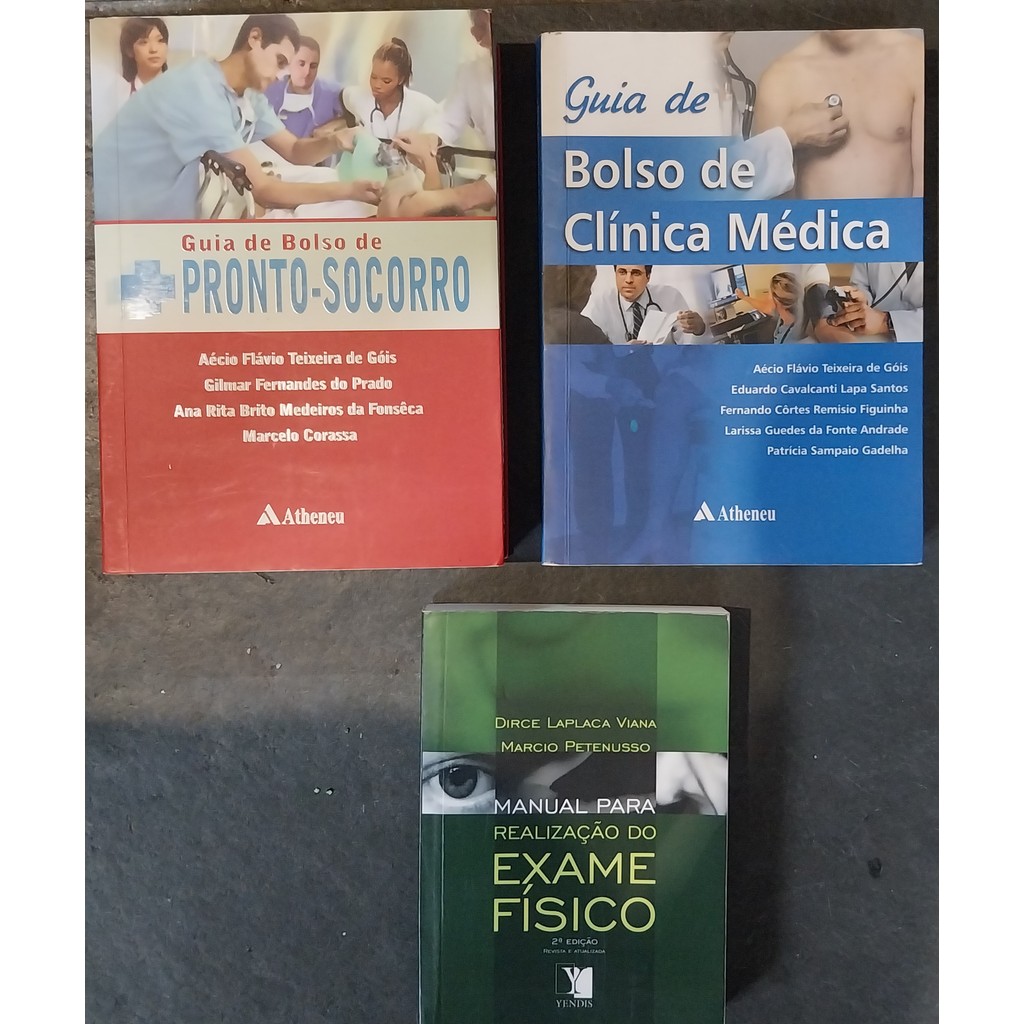 LIVRO,KIT(3), GUIA DE BOLSO, 1. CLÍNICA MÉDICA, 2. PRONTO SOCORRO, 3. MANUAL PARA REALIZAÇÃO DO EXAME FÍSICO,ED. ATHENEU