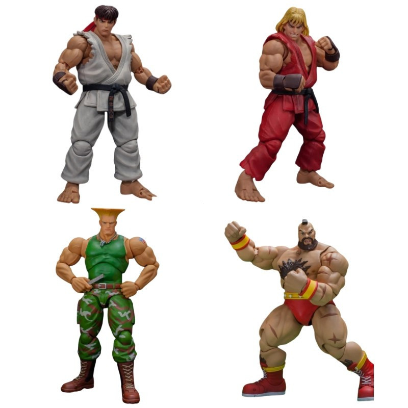 ST Street Fighter 2 Ultra The Final Challengers Ken E Ryu Guile Zangief PVC Action Figure Modelo Brinquedo Colecionável
