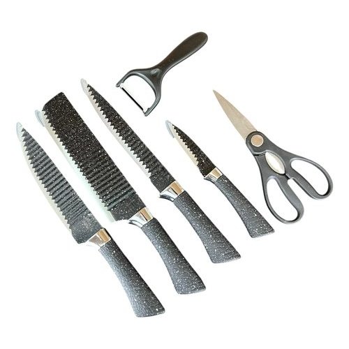 Conjunto Facas Inox Kit 6 Unidades Cabo Ergométrico Corte Preciso Durável