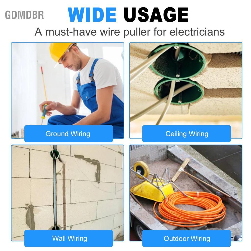 gdmdbr Funien Fita de peixe elétrica Extrator de fio de mola premium para parede e conduítes Kit de tração de cabo de